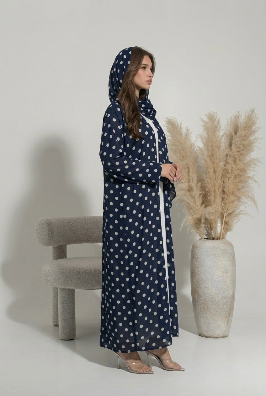 Abaya Polka Dots - Bleu Foncé