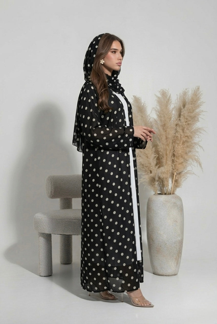 Abaya Polka Dots - Noir