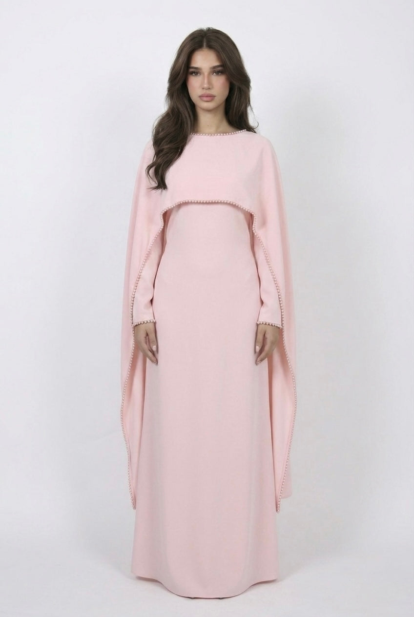 Robe Cape Majestueuse- Rose