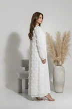 Abaya brodé à fleurs - blanche