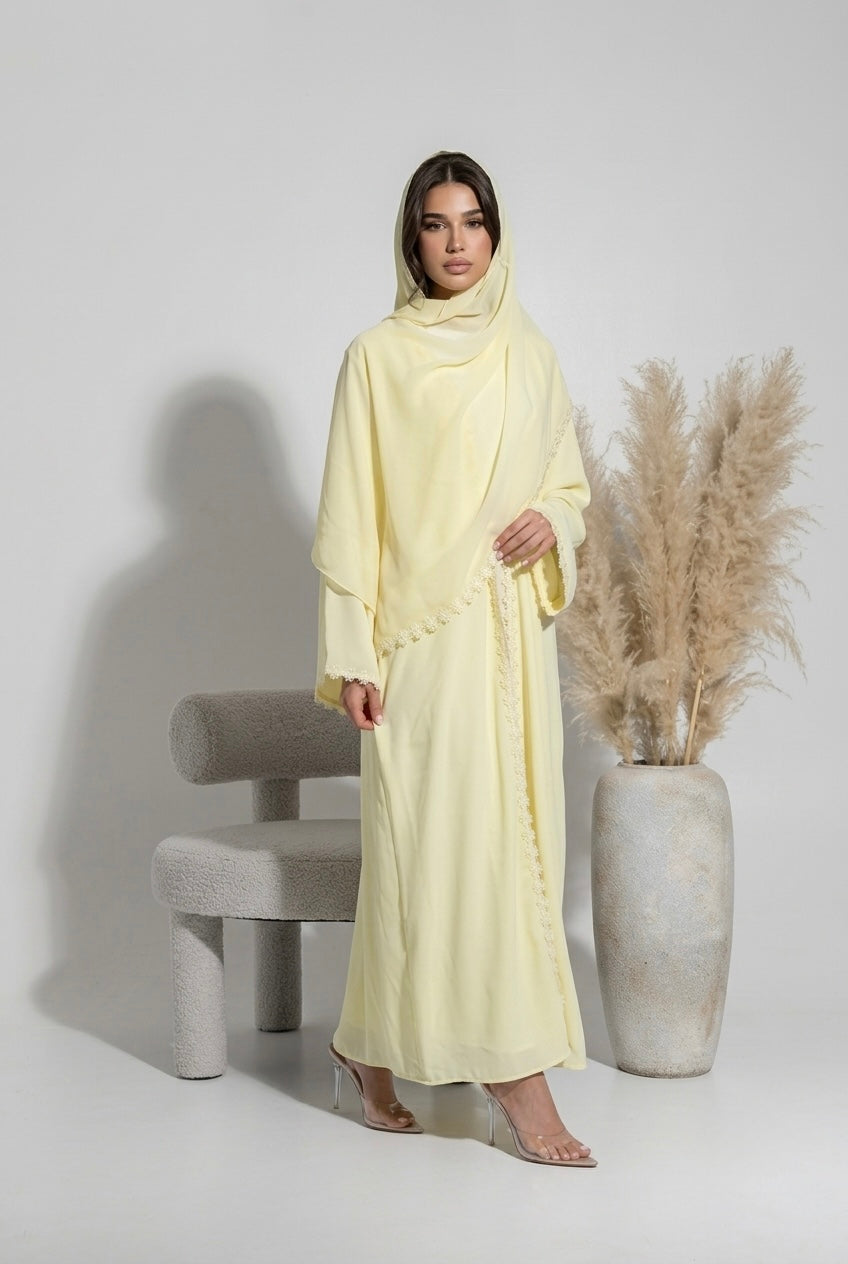 Abaya Rosace - Jaune