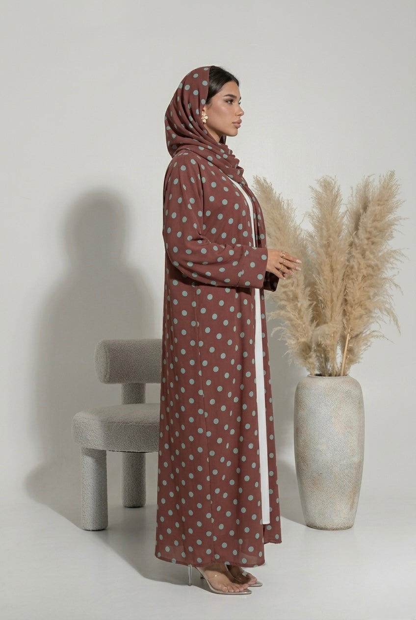 Abaya Polka Dots - Burgundy