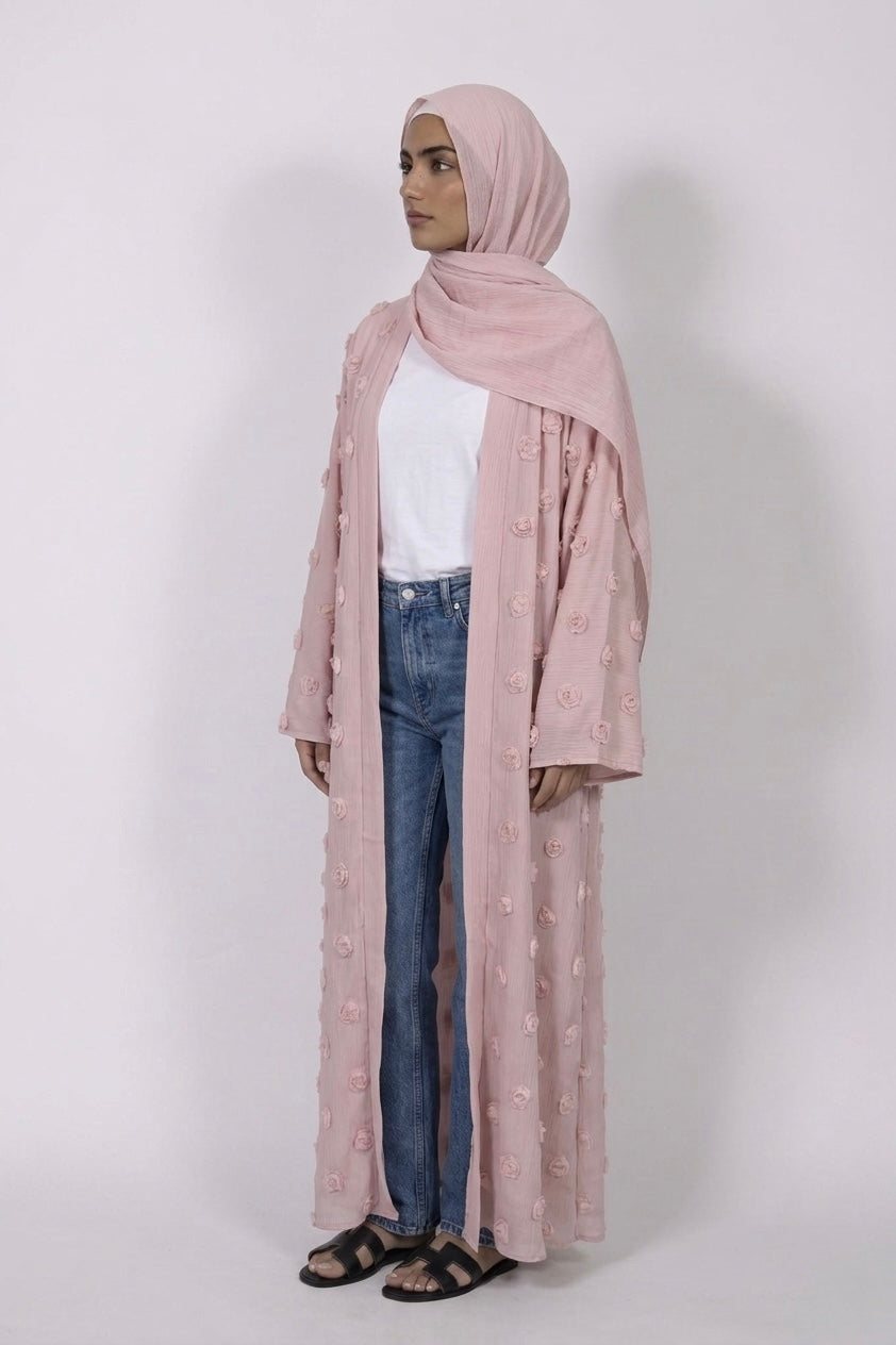 Embroidered floral abaya
