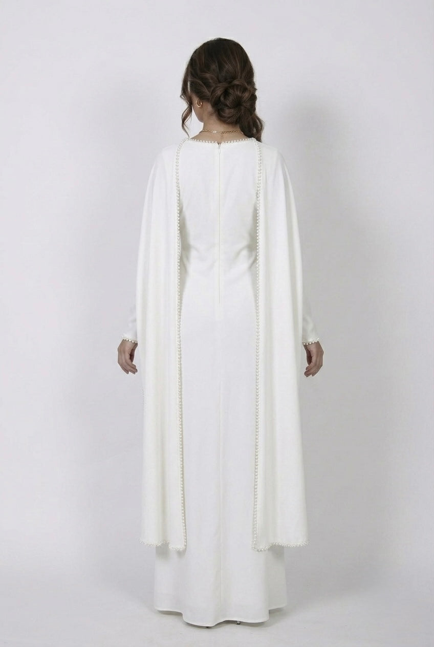 Robe Cape Majestueuse - Blanche