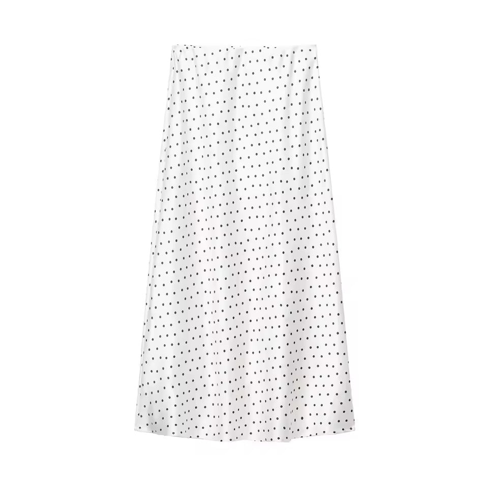 Jupe satin à pois