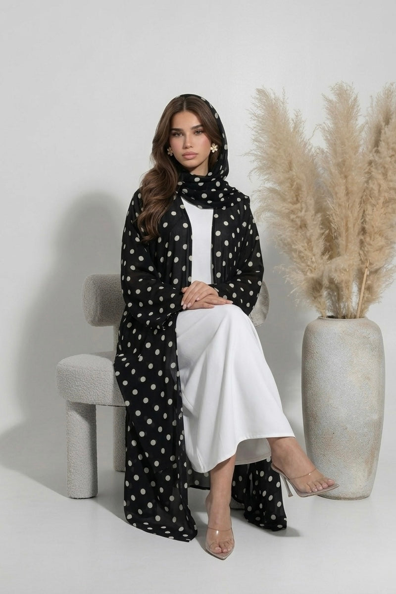 Abaya Polka Dots - Noir