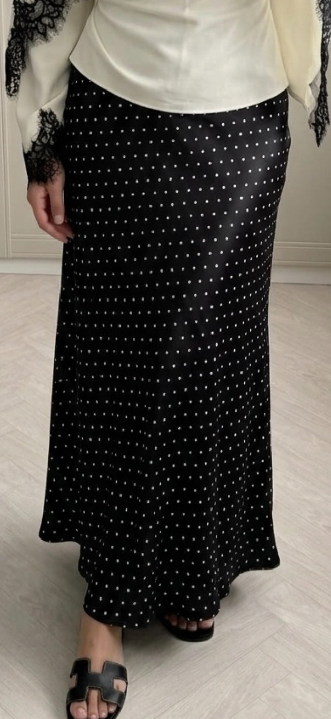 Jupe satin à pois