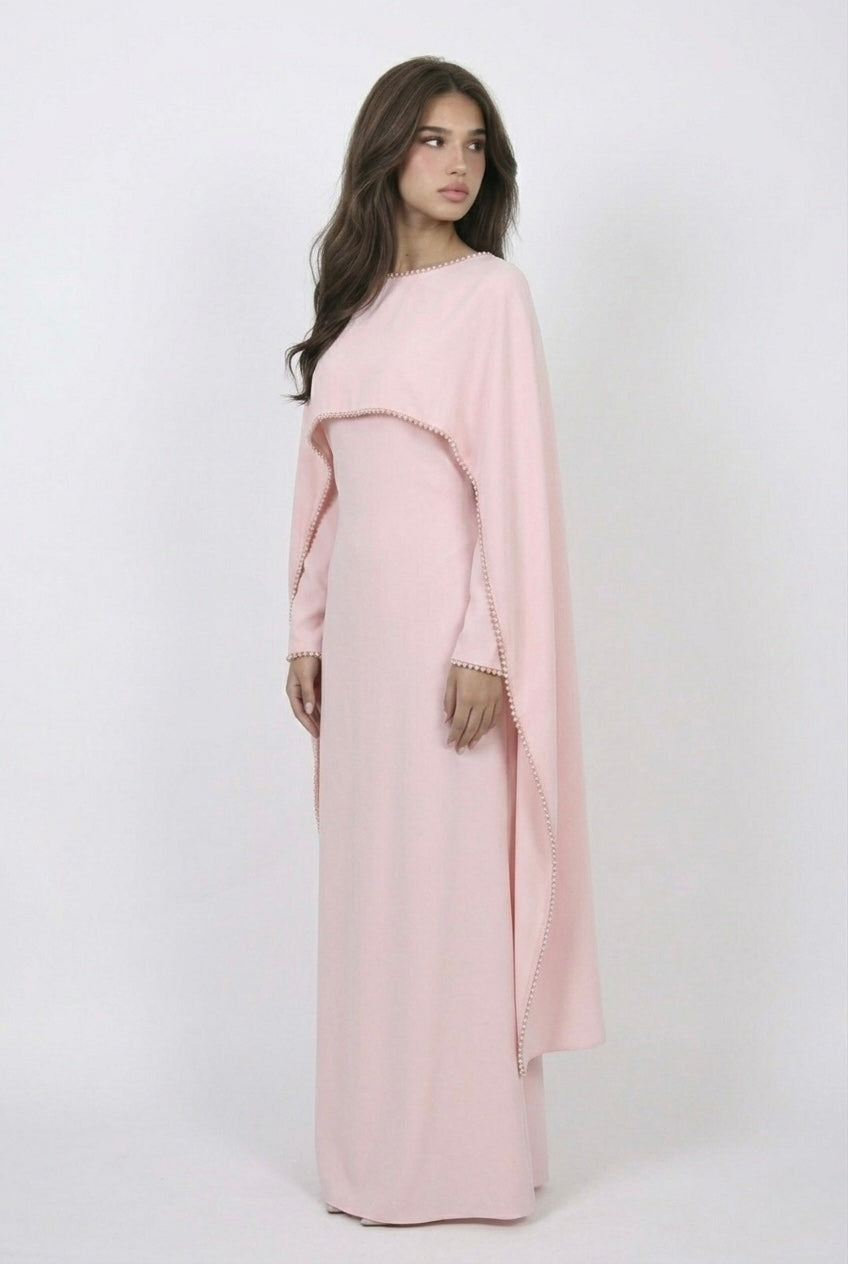Robe Cape Majestueuse- Rose