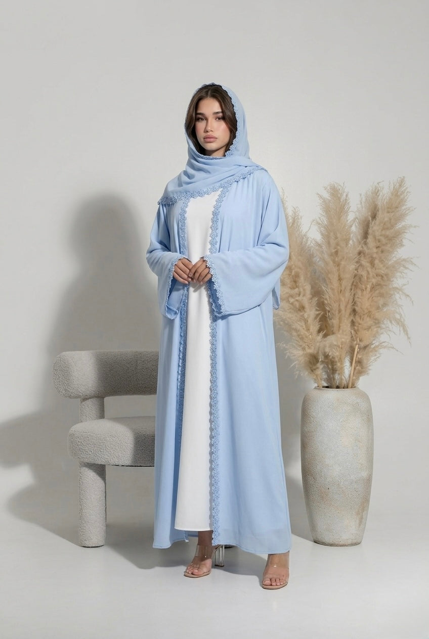 Abaya Rosace - bleu