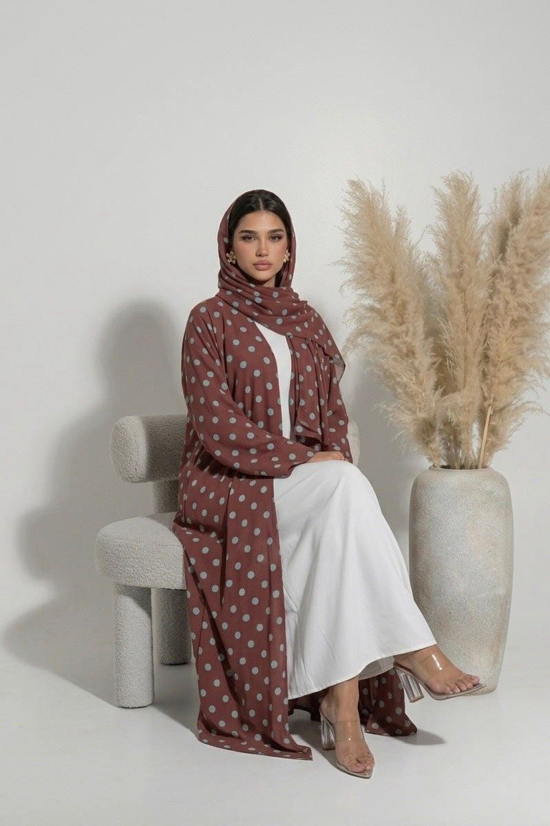 Abaya Polka Dots - Burgundy