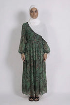 Green floral print dress