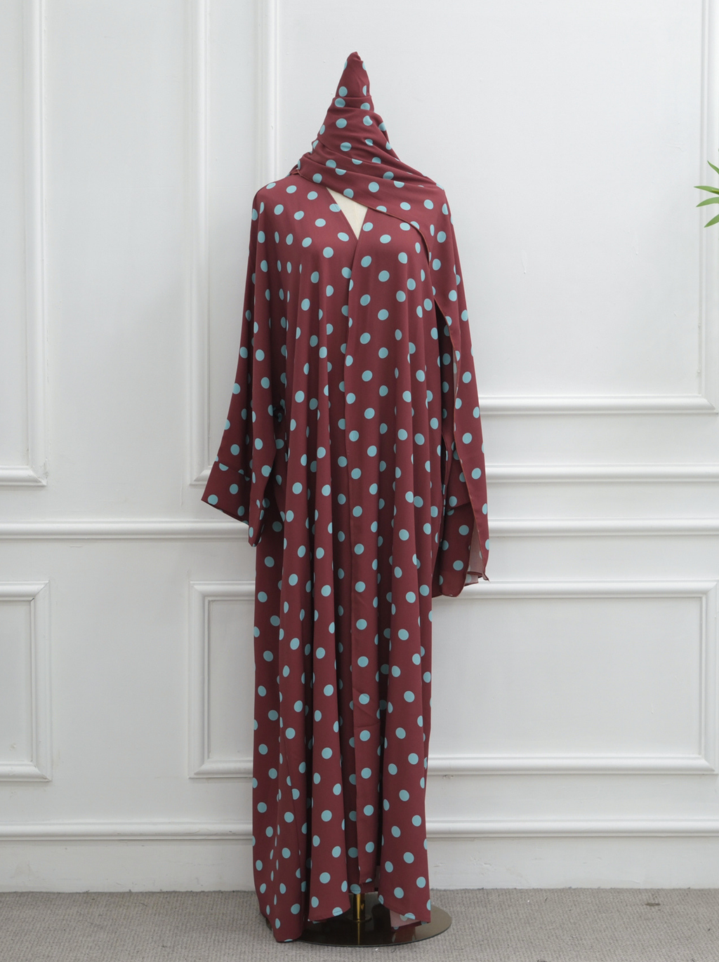 Abaya Polka Dots - Burgundy