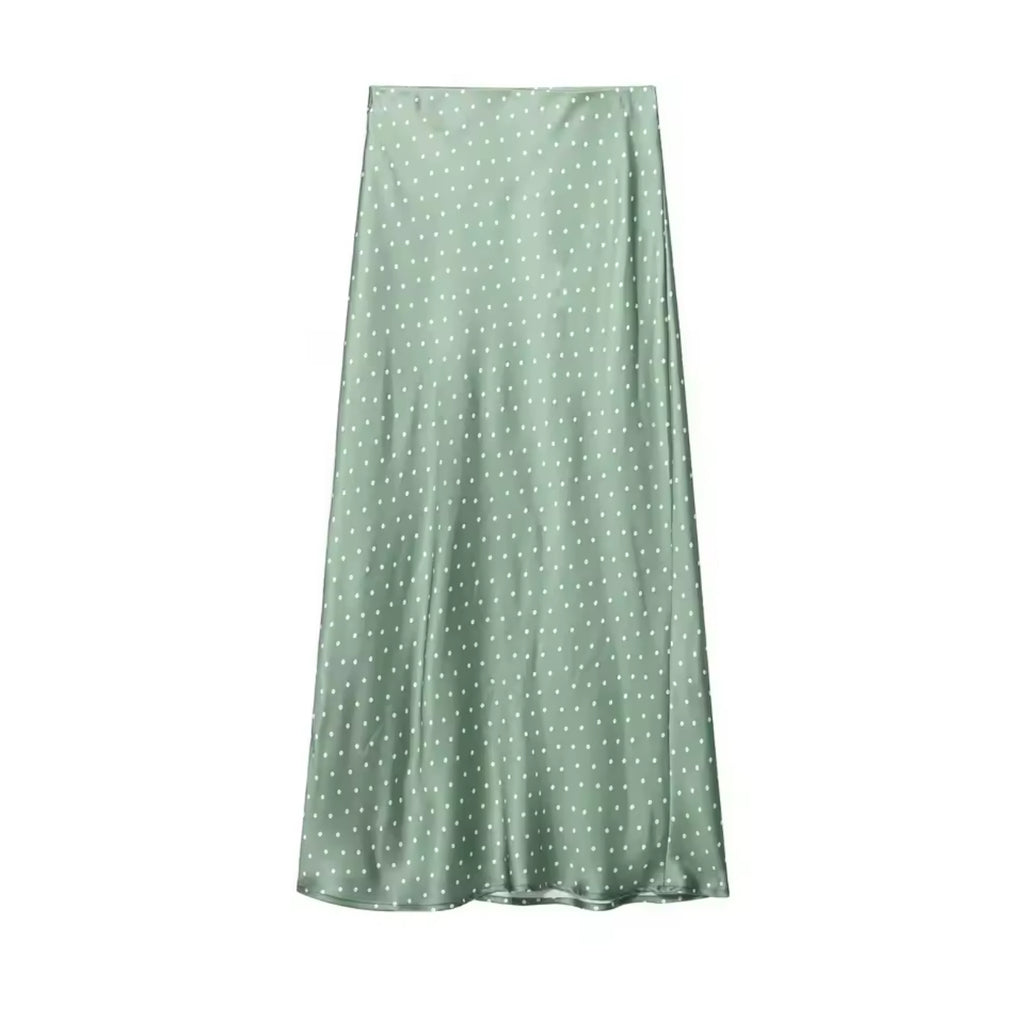 Jupe satin à pois