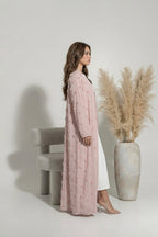 Abaya brodé à fleurs - Rose