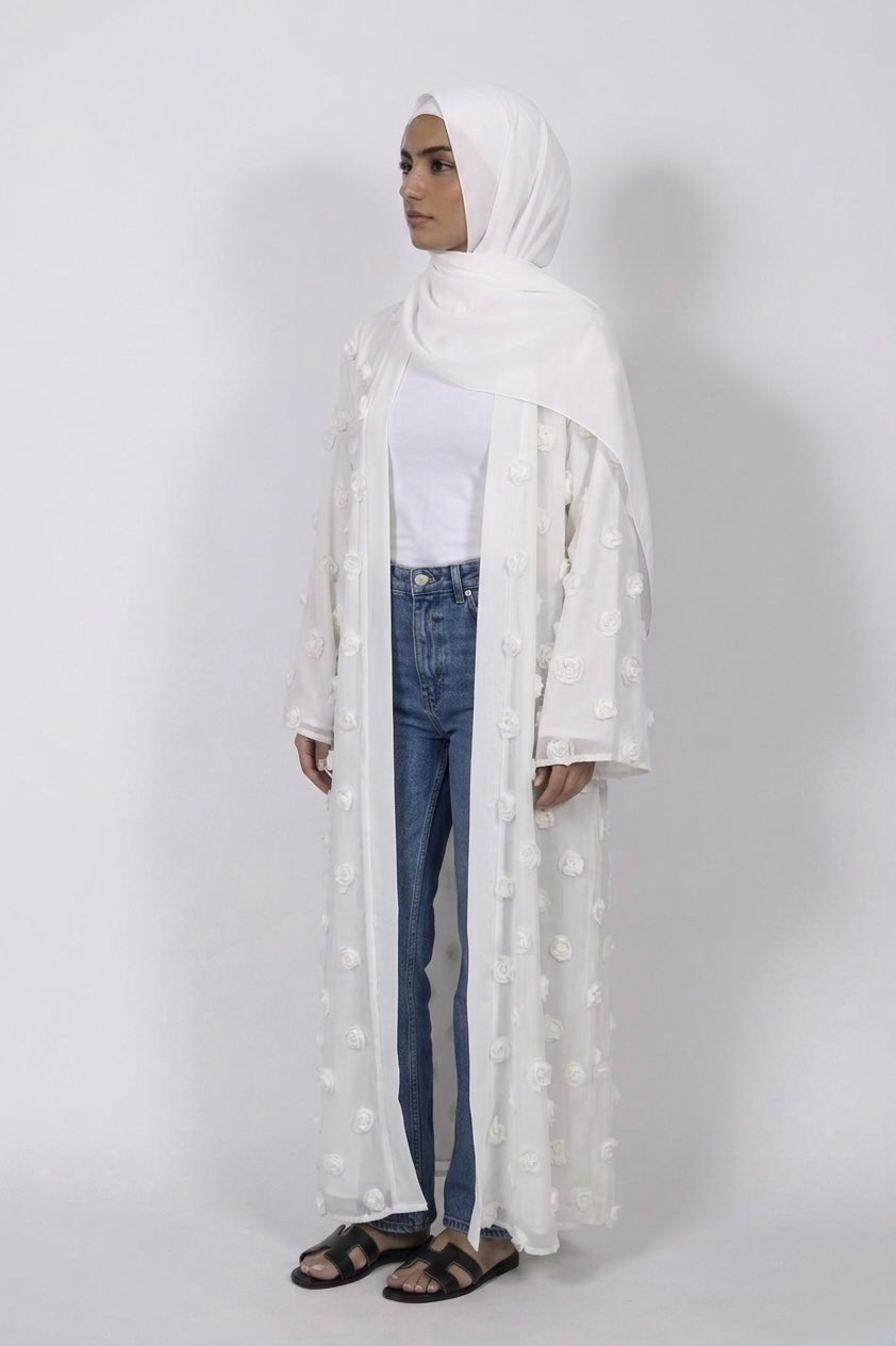 Embroidered floral abaya