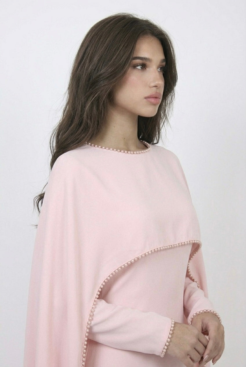 Robe Cape Majestueuse- Rose