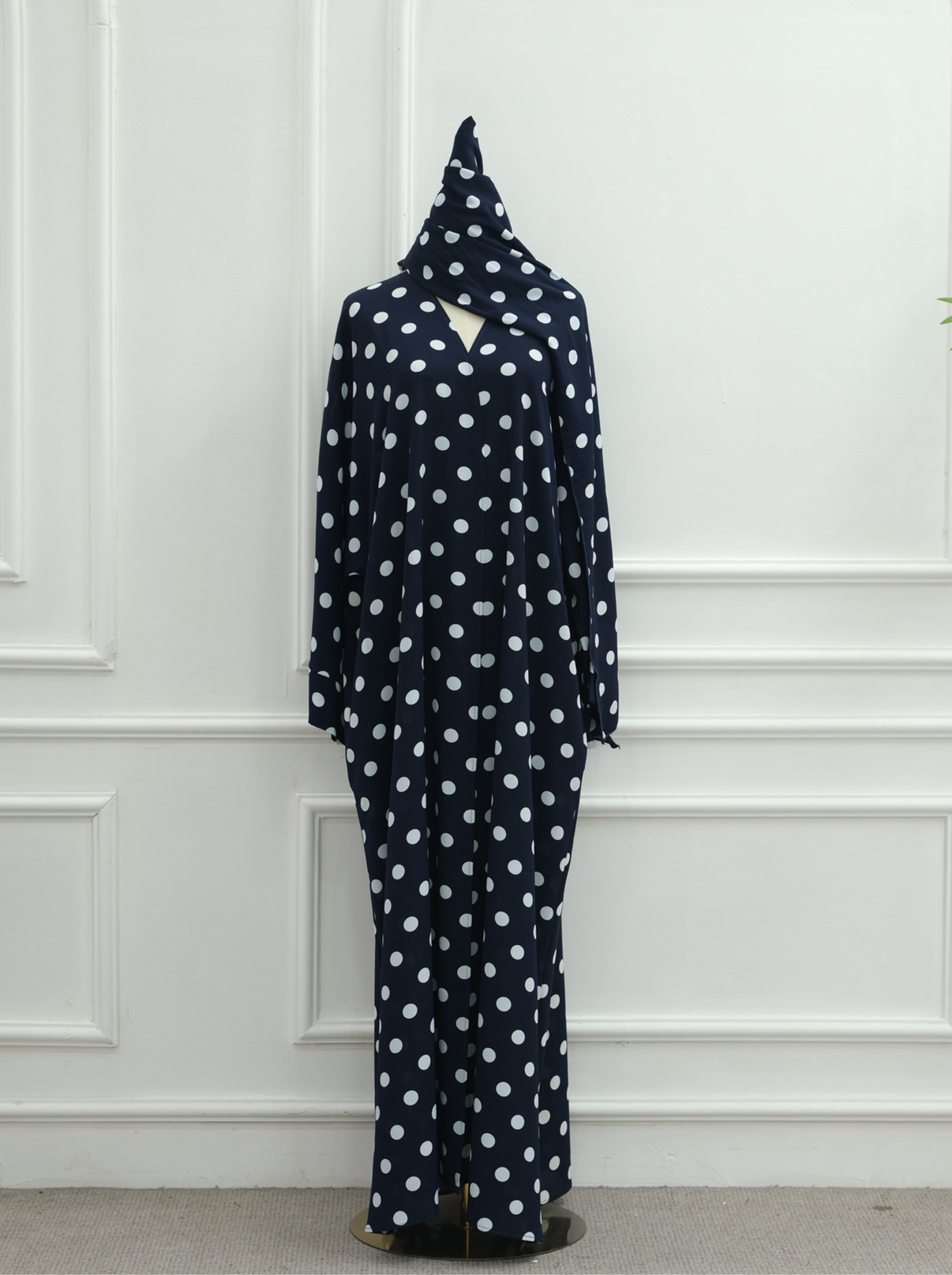 Abaya Polka Dots - Bleu Foncé