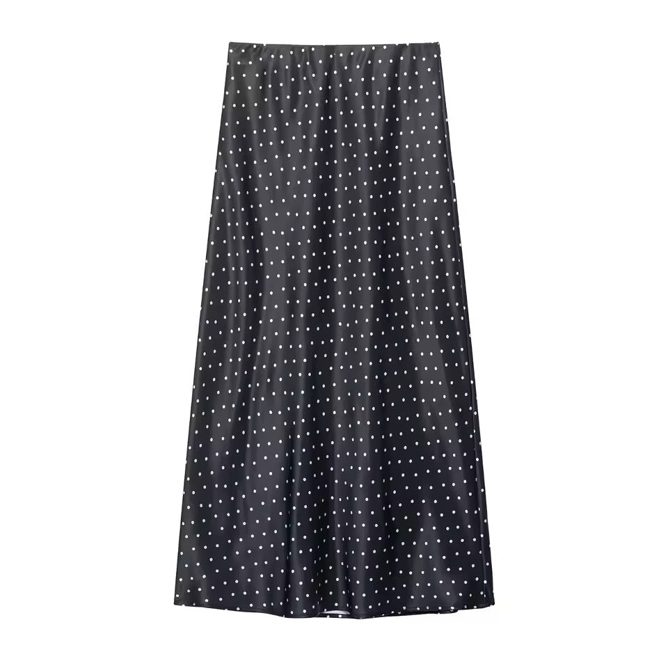 Jupe satin à pois