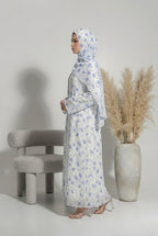 Abaya à fleur bleu