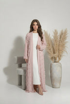 Abaya brodé à fleurs - Rose