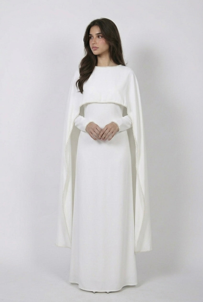 Robe Cape Majestueuse - Blanche