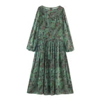 Green floral print dress