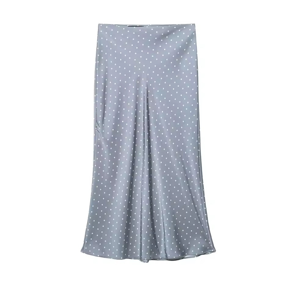 Jupe satin à pois