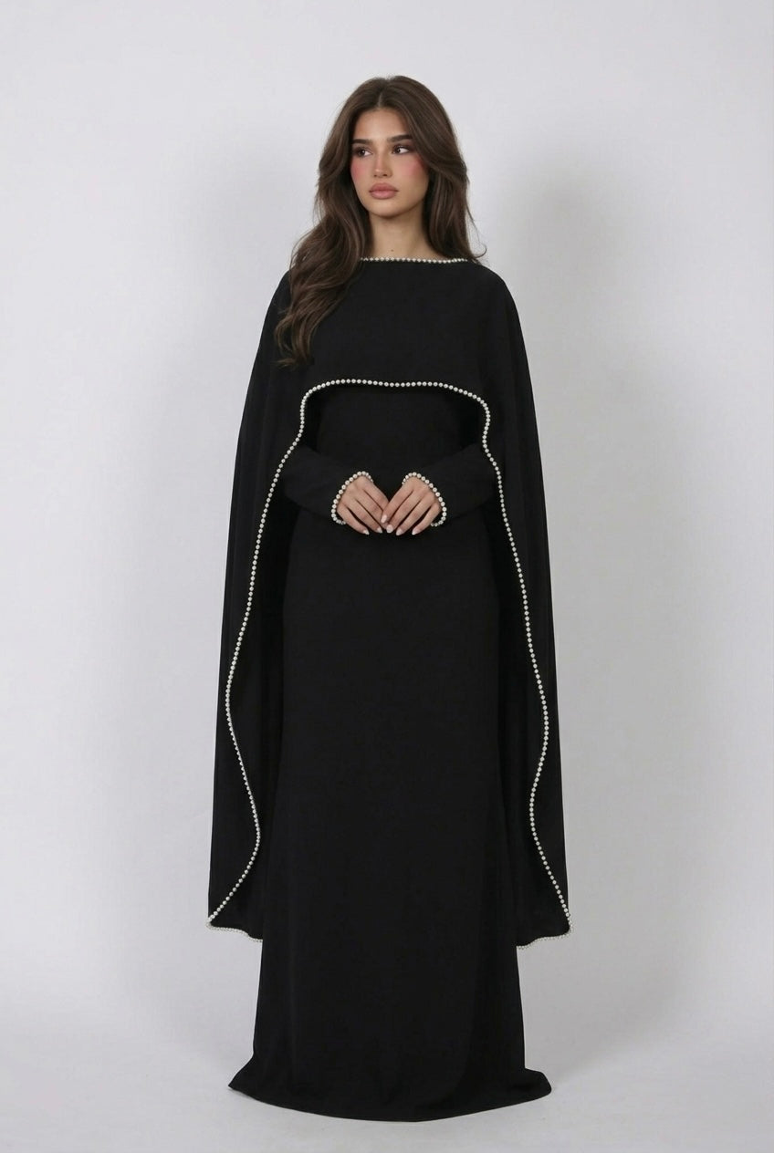 Robe Cape Majestueuse - Noir
