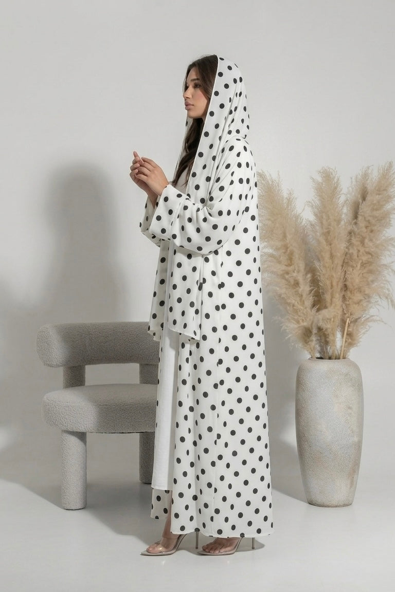 Abaya Polka Dots - blanche