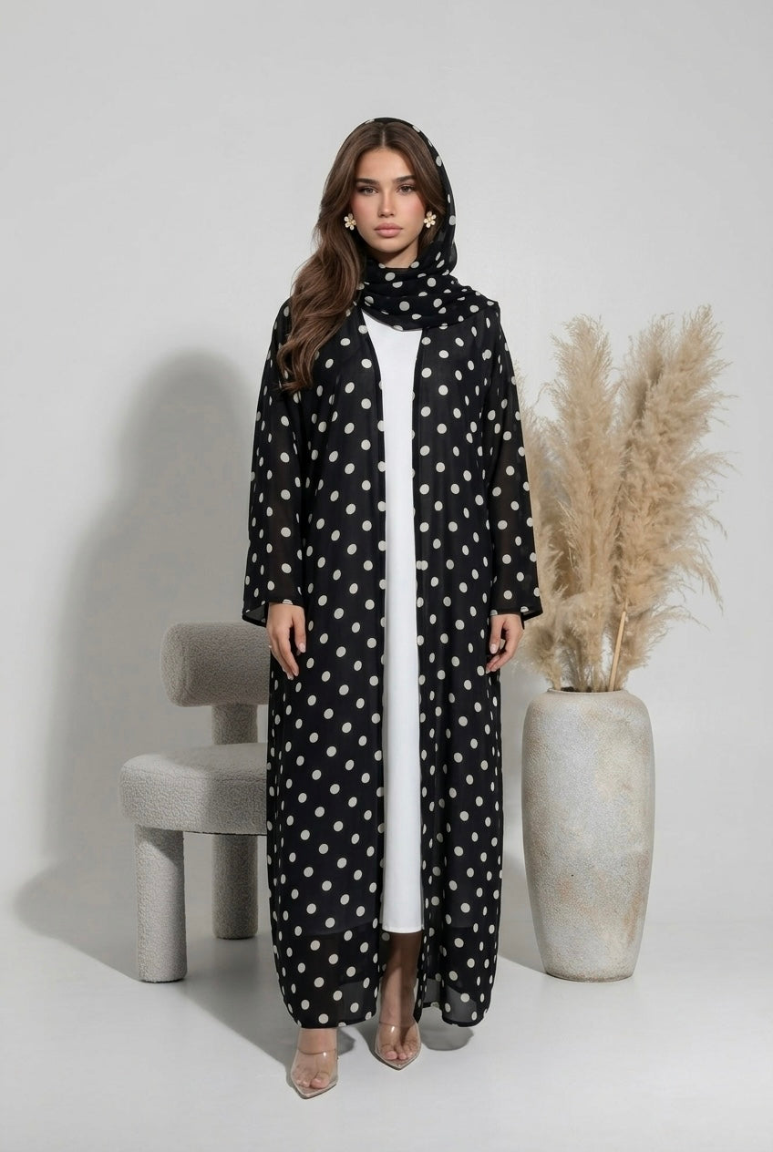Abaya Polka Dots - Noir