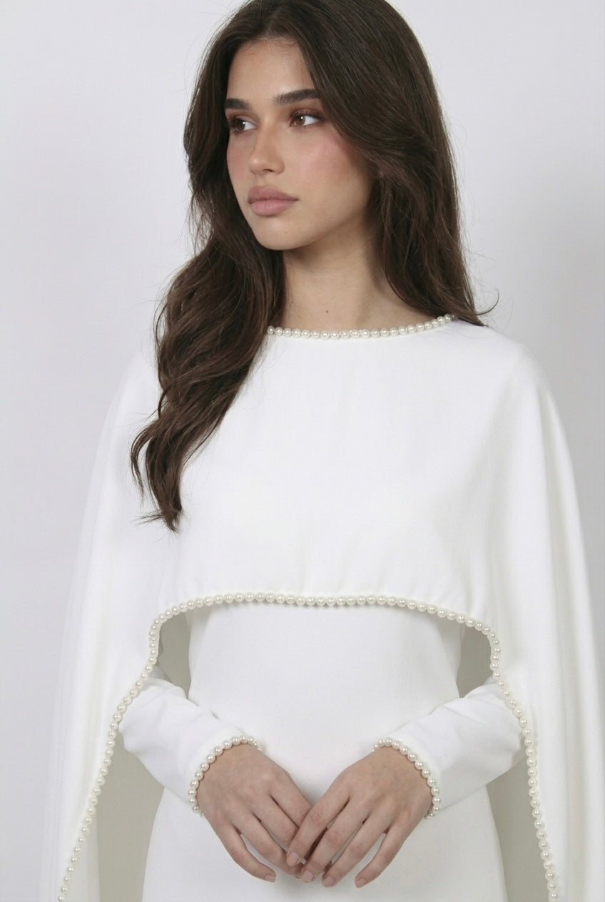 Robe Cape Majestueuse - Blanche