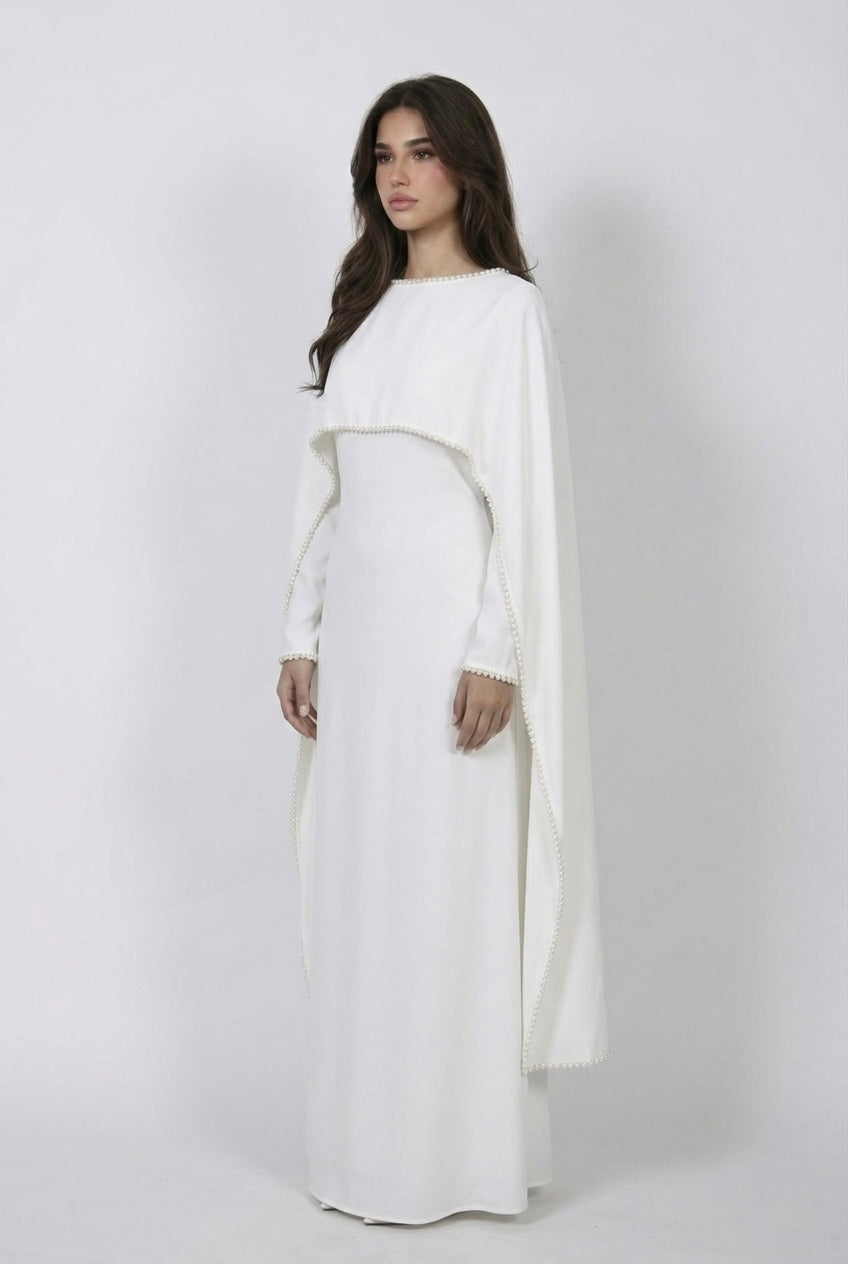 Robe Cape Majestueuse - Blanche